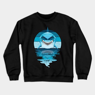 Vintage shark reflected on lights of moon Crewneck Sweatshirt